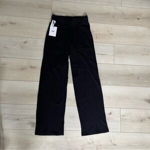 ARITZIA TNA Black Thermal Waffle Wide Leg Pants XXS
